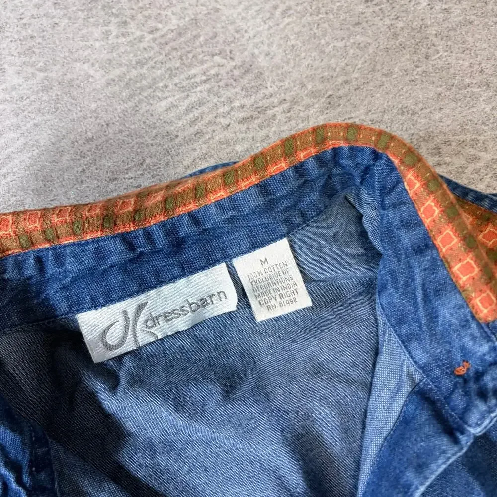 Vintage Denim Fall Harvest Embroidered Button Up - Picture 4 of 6